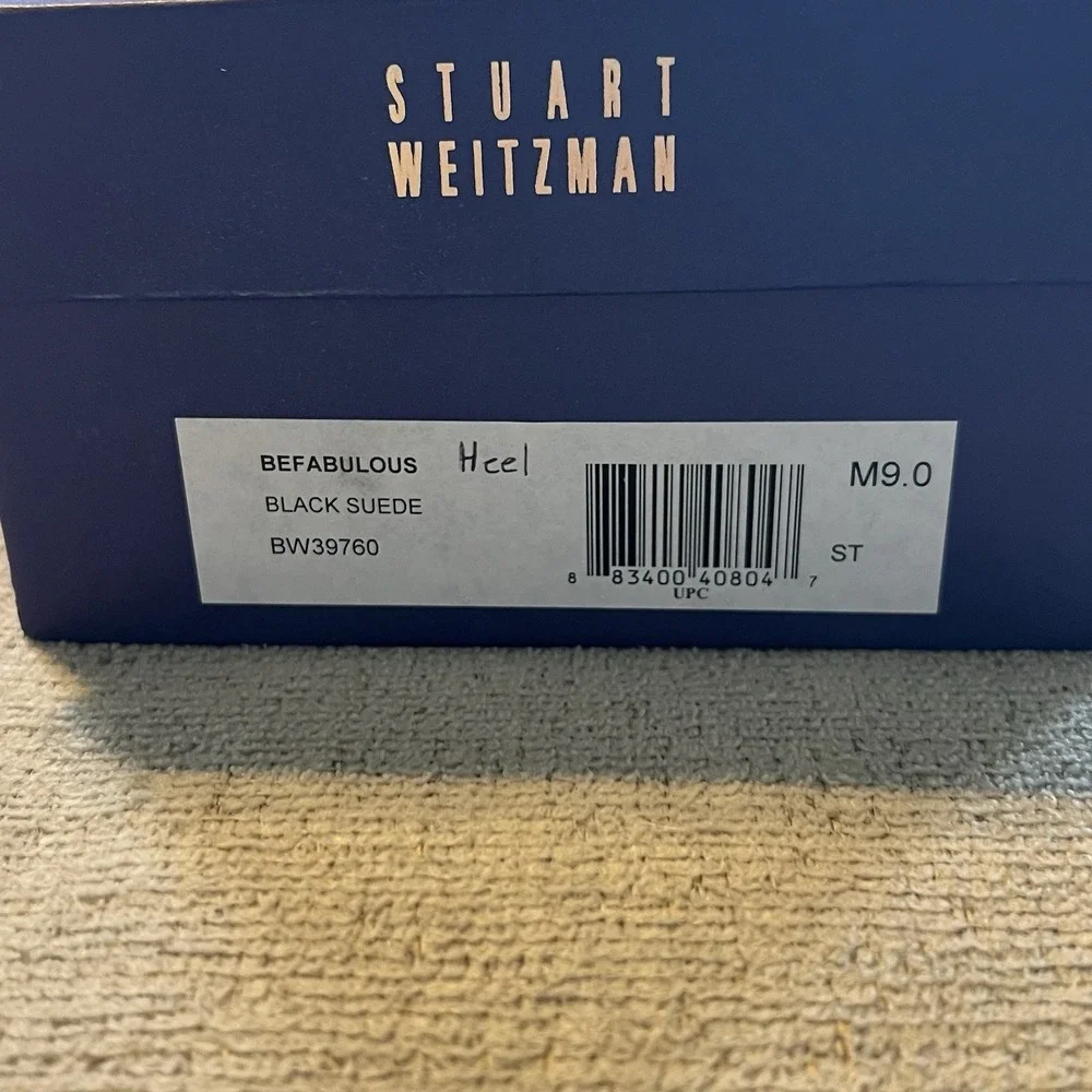 Stuart Weitzman Be Fabulous Black Suede Wedge Heels Women's Sz 9 M w/ Box - Picture 7 of 7